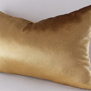 Velvet Solid Gold Pillow Covers, Decorative Velvet Pillows, Throw Pillows, Lumbar Pillow image 3