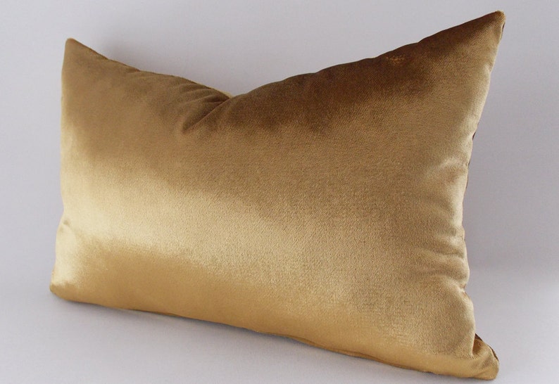 Velvet Solid Gold Pillow Covers, Decorative Velvet Pillows, Throw Pillows, Lumbar Pillow image 3