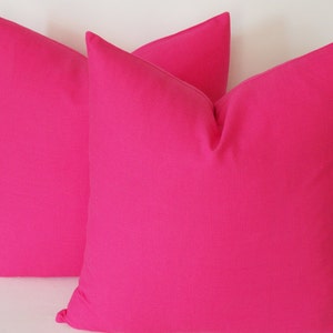 SET OF 2 / Hot Pink Linen Pillow, Decorative pillow cover, Throw Pillow 16,18,20,22,24,26,28,30 inches Pillow cower image 4