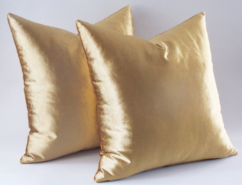 Set Of 2 / Velvet Solid Gold Pillow Covers / Decorative Velvet Etsy