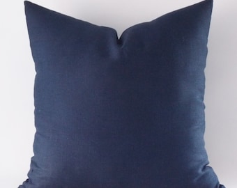 Navy Linen Pillow Cover / Navy Blue Cushion Cover / Decorative LinenThrow Pillow / Modern Pillow,12,14,16,18,20,22,24,26,28,30 inches