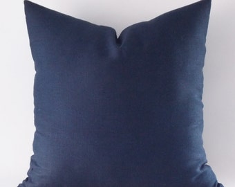 Navy Linen Pillow Cover: Modern Decorative Cushion