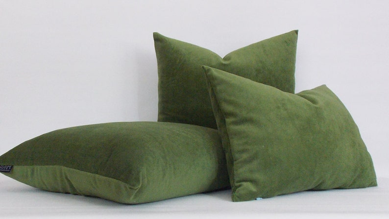 Velvet Green Pillow Cover / Decorative Velvet Pillow / Throw Green Pillow / Couch Velvet Pillows,Green Velvet All Sizes image 3