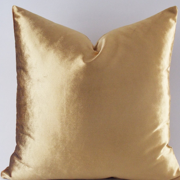 Solid Gold Velvet Pillow Cover, Decorative Throw Pillow