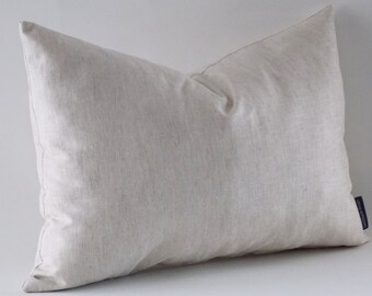 Natural Linen Lumbar Pillow Cover: Modern Throw Pillow (12x18 inch)