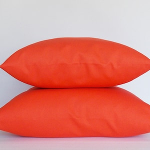 Set of 2: Solid Orange Cotton Throw Pillow Covers