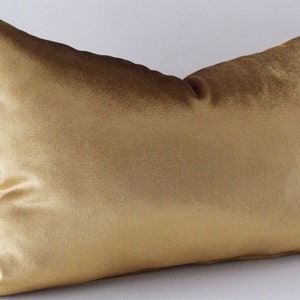 Velvet Solid Gold Pillow Covers, Decorative Velvet Pillows, Throw Pillows, Lumbar Pillow image 4