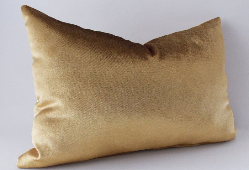 Velvet Solid Gold Pillow Covers, Decorative Velvet Pillows, Throw Pillows, Lumbar Pillow image 4