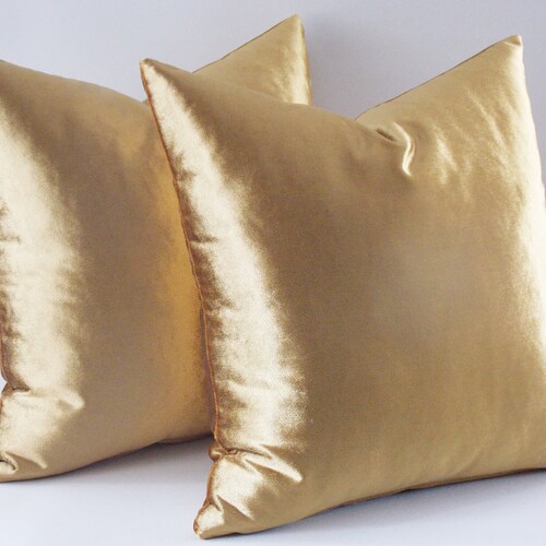 Set of 2 / Gold Velvet Pillow Covers / Decorative Solid Gold Etsy
