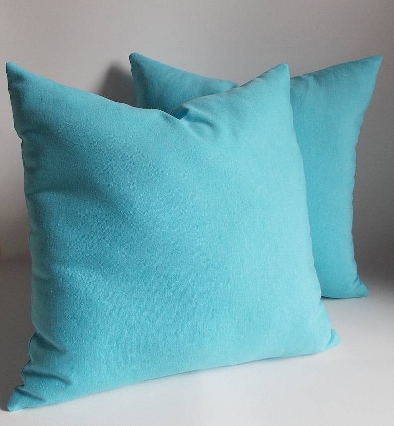 Set of 2 /Turquoise Cotton Pillow Covers / Decorative Pillow Etsy