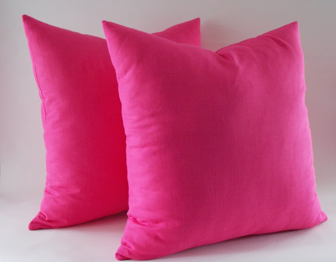 Set of 2 / Fushia Linen Pillow, Cushion Linen Cover, Throw Pillow