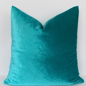 Velvet Pillow Cover: Blue Green Decorative Throw Pillow