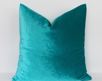 Velvet Pillow Cover: Blue Green Decorative Throw Pillow