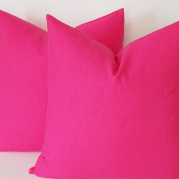 SET OF 2 / Hot Pink Linen Pillow, Decorative pillow cover, Throw Pillow 16,18,20,22,24,26,28,30 inches Pillow cower