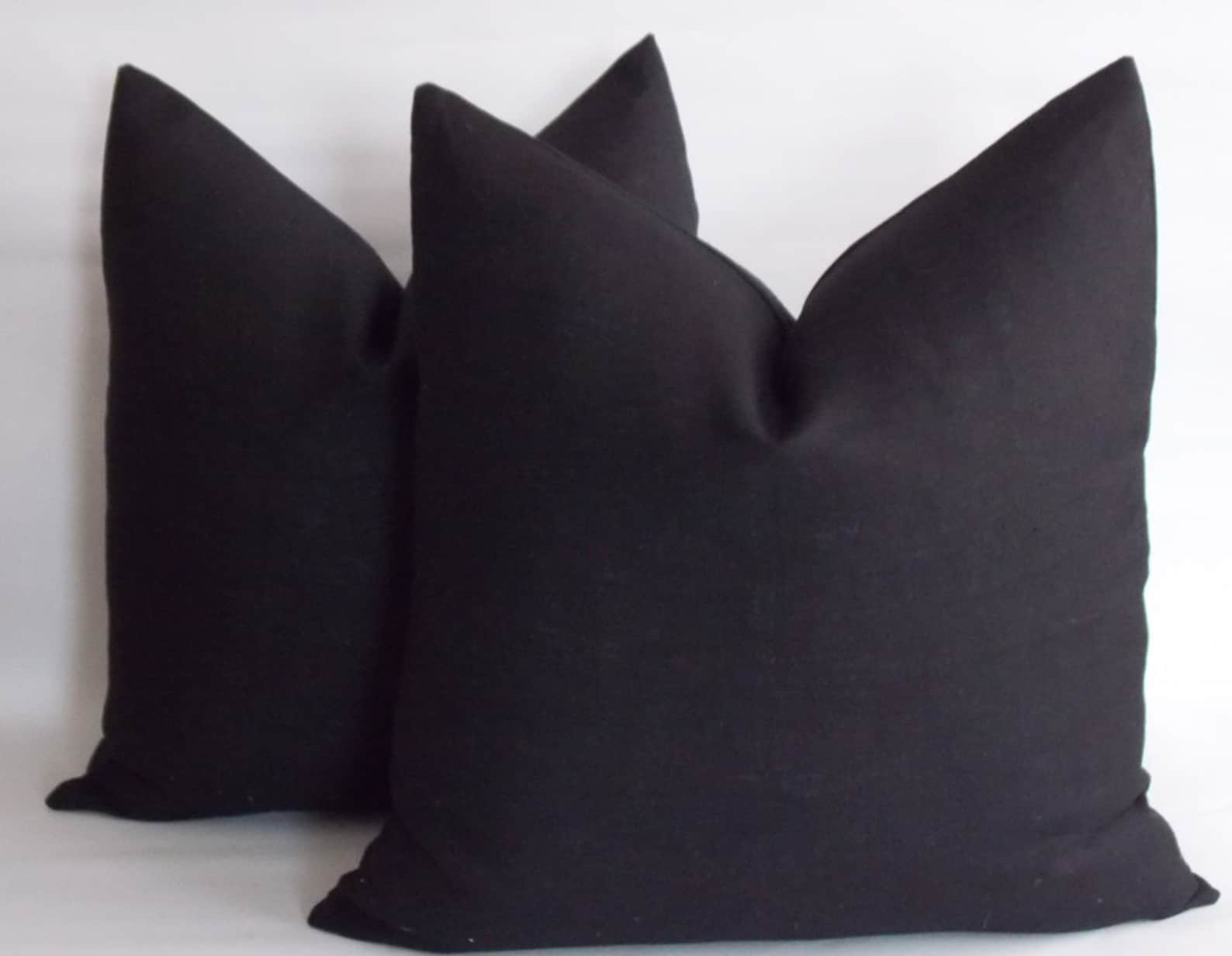 Set of 2 / Black Linen Pillow / Linen Pillow Cover / Etsy