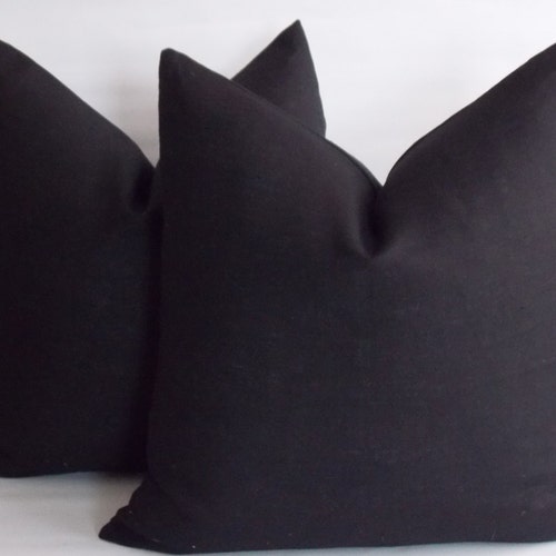 Set of 2 / Black Linen Pillow / Linen Pillow Cover / Etsy