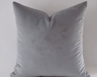 Gray Velvet Pillow Cover: Solid Decorative Throw Pillow