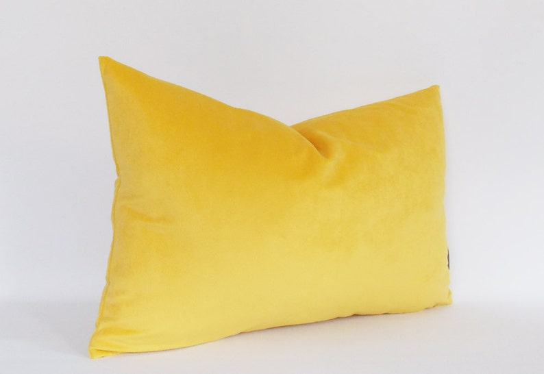 Velvet Cotton Yellow Lumbar Pillow Cover / Decorative Pillow / Throw Yellow Pillow / All Size image 4