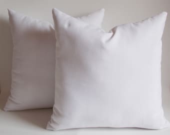 Set of 2 / White Cotton Canvas, Decorative pillows,Throw pillows,Pillow covers 20'' x 20'' (50 cm x 50 cm)