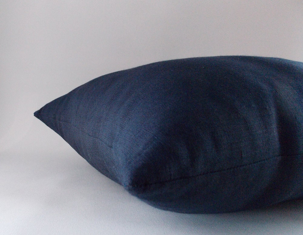 Navy Linen Pillow Cover / Navy Blue Cushion Cover / Decorative Etsy