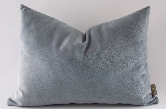 grey velvet lumbar pillow