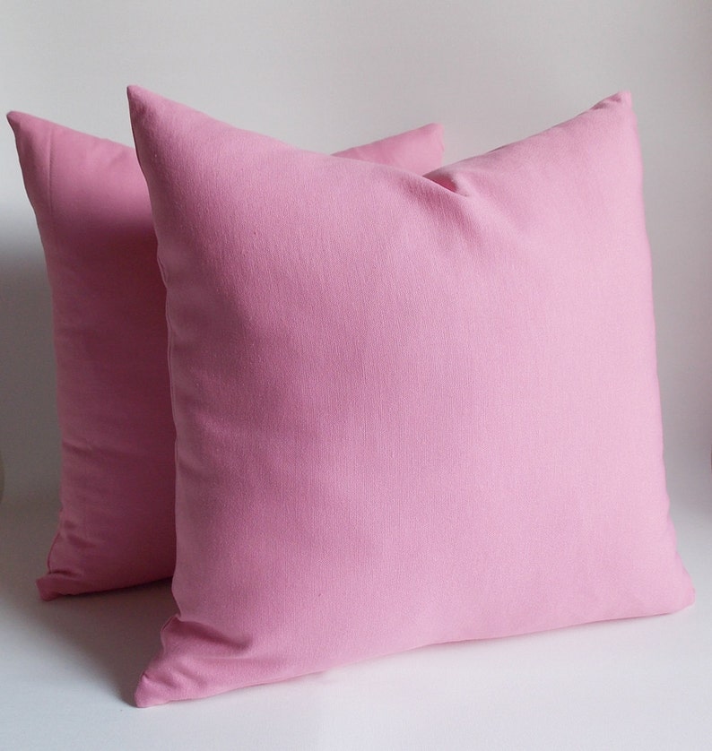 2 Pcs Cotton Pink Pillow Cover / Decorative Pink Throw Pillow Etsy