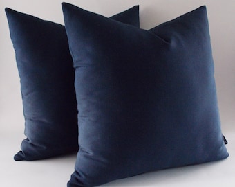 Set of 2 / Navy Blue Cotton Canvas Pillow Covers, Navy Throw Pillows