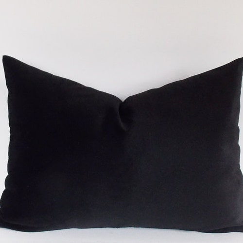 Velvet Cotton Black Lumbar Pillow Cover / Solid Black Etsy