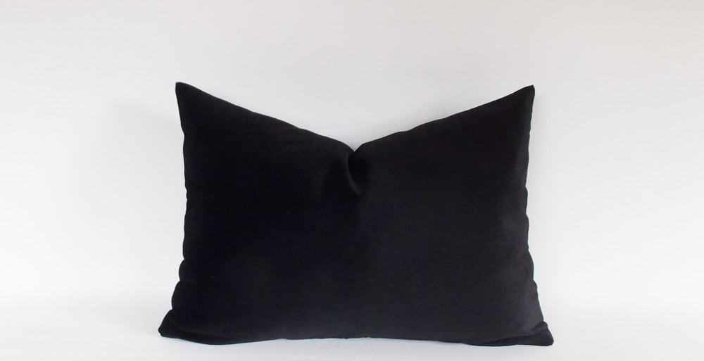 Velvet Cotton Black Lumbar Pillow Cover / Solid Black Etsy