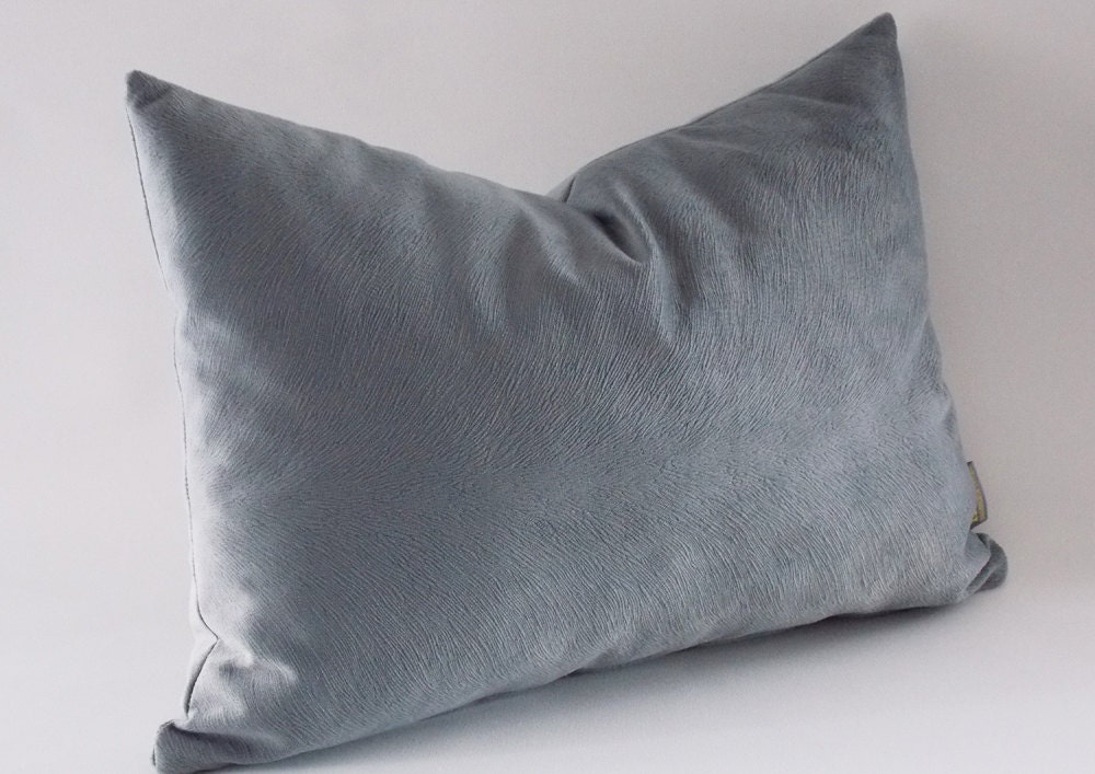 Grey Velvet Lumbar Pillow 14x20 Decorative Pillowthrow Etsy