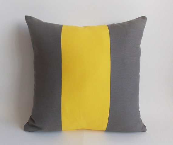 Decorative Pillow Yellow Gray Throw Pillow Pillow Cover Etsy