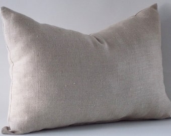 Natural Linen Lumbar Pillow Covers, Cushion Linen Cover,  Decorative Lumbar Pillow  Cover