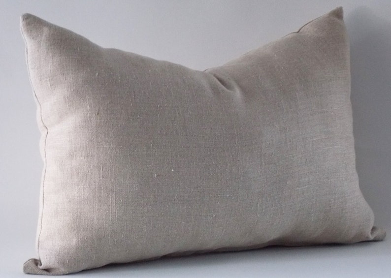 Natural Linen Lumbar Pillow Covers, Cushion Linen Cover, Decorative Lumbar Pillow Cover image 1