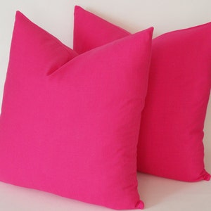 SET OF 2 / Hot Pink Linen Pillow, Decorative pillow cover, Throw Pillow 16,18,20,22,24,26,28,30 inches Pillow cower image 3