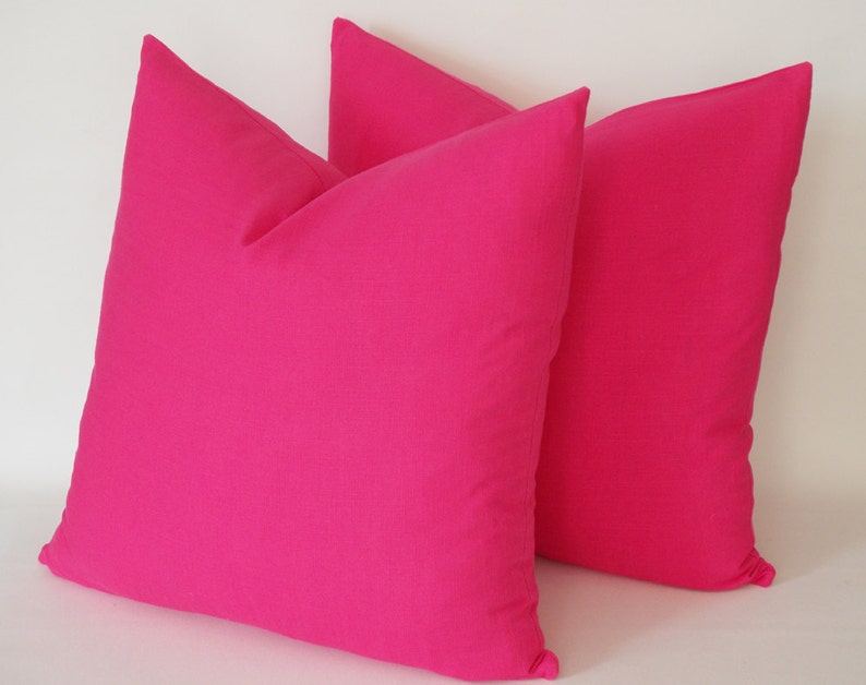 SET OF 2 / Hot Pink Linen Pillow, Decorative pillow cover, Throw Pillow 16,18,20,22,24,26,28,30 inches Pillow cower image 3