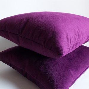 Set Of 2 / Purple Velvet Solid Pillow Covers / Purple Throw Pillow Covers / Decorative Cushion Covers / 13,14,16,18,20,22,24,26,28,30 inch image 1