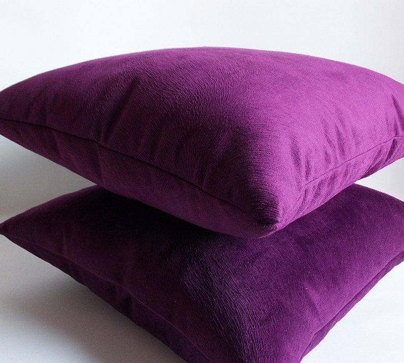 Set Of 2 / Purple Velvet Solid Pillow Covers / Purple Throw Pillow Covers / Decorative Cushion Covers / 13,14,16,18,20,22,24,26,28,30 inch image 1