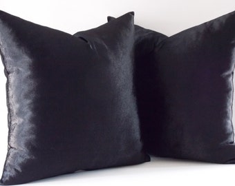 Set of 2 / Velvet Cotton Solid Black Pillow Cover / Decorative Pillow / Black Velvet Throw Pillow Cover / 12,14,16,18,20,22,24,26,28,30 inch