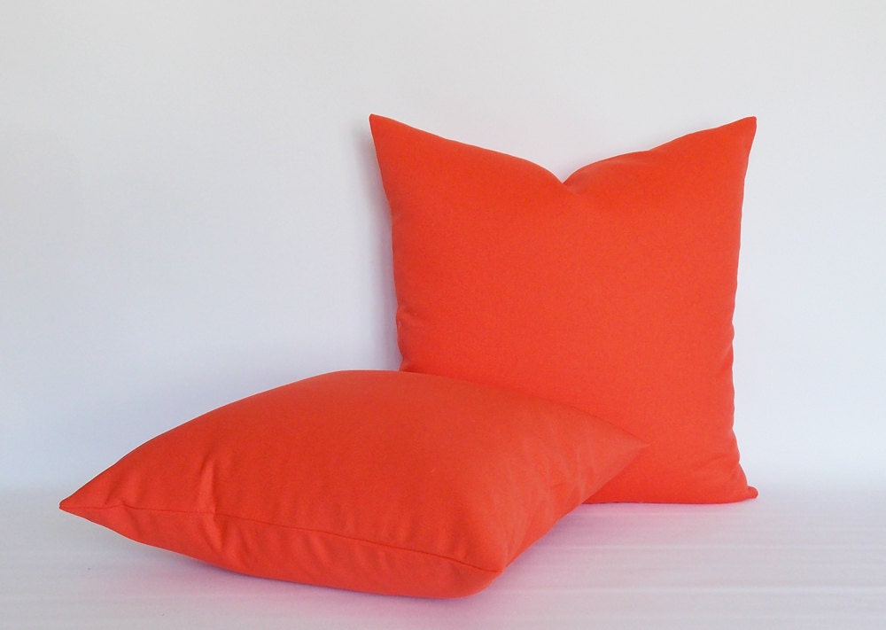 SET of 2 / Solid Orange Cotton Pillow Covers / Decorative Etsy