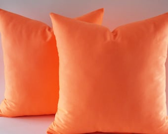 SET 2 / Neon Orange pillow,Decorative pillow,Throw pillow,Orange Cushion cover, Cotton Canvas Blend