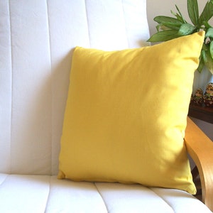 Solid Yellow Cotton Pillow Cover: Modern Cushion, Various Sizes