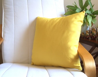 Funda de almohada de algodón amarillo sólido: cojín moderno, varios tamaños