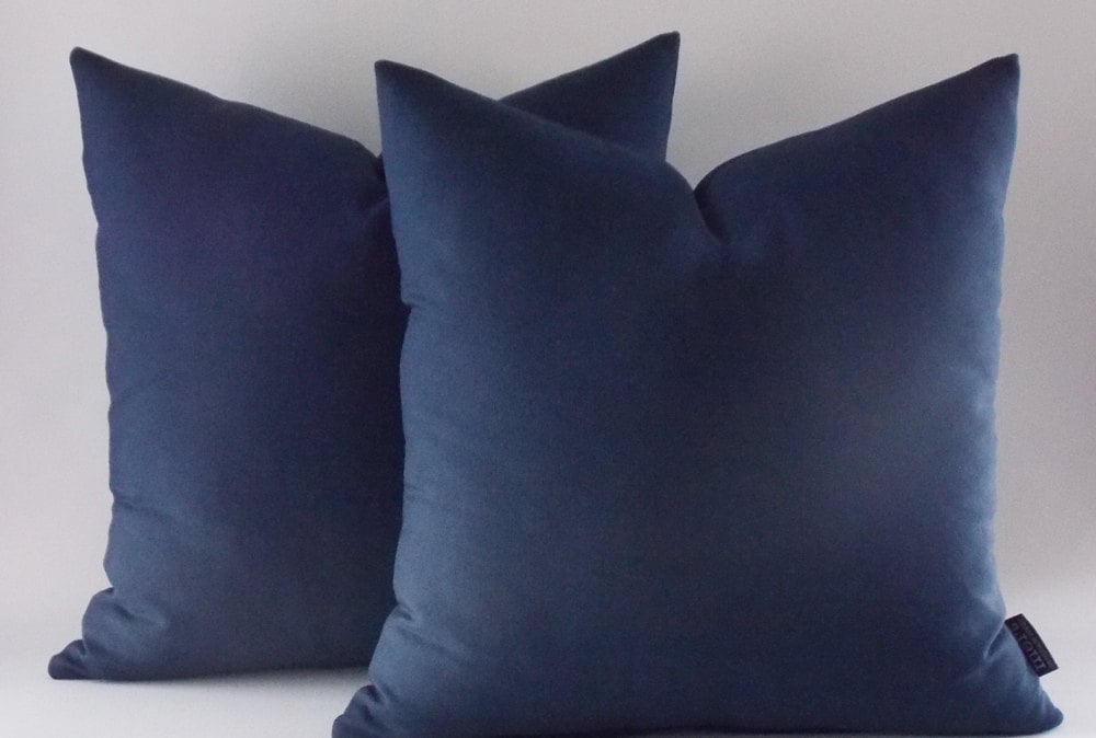 Set of 2 Navy Coton Pillow Covers / Navy Blue Decorative Etsy