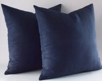 Set of 2 Navy Linen Pillow Cover, Cushion Cover, Decorative Throw Pillow, Modern Pillow, 16,18,20,22,24,26,28,30 inches