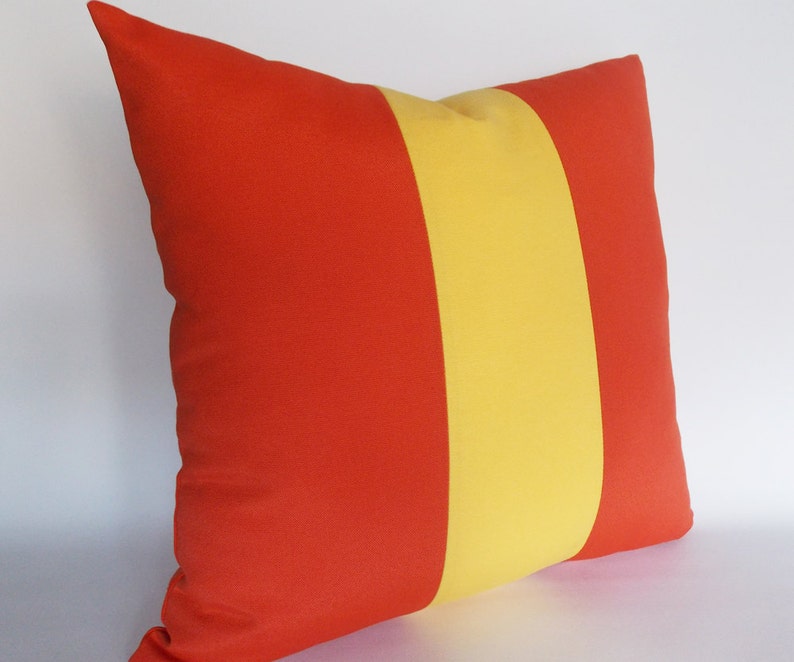 Orange Yellow Color Block Canvas Cotton Pillow, Decorative Throw Pillow Cover, 16,18,20,22,24 İnches image 3