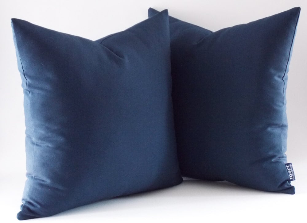 Set of 2 Navy Coton Pillow Covers / Navy Blue Decorative Etsy