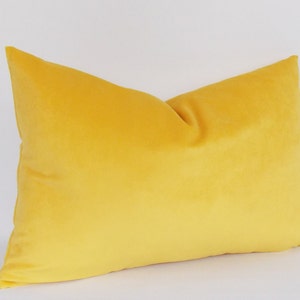 Velvet Cotton Yellow Lumbar Pillow Cover / Decorative Pillow / Throw Yellow Pillow / All Size image 1
