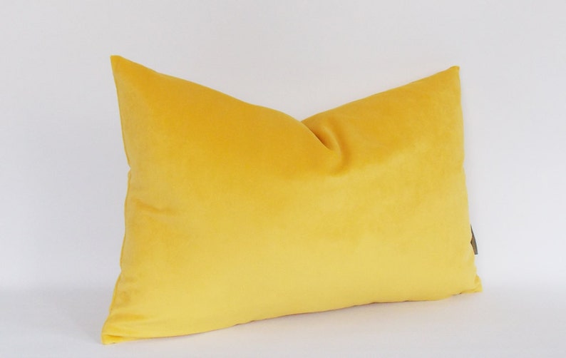 Velvet Cotton Yellow Lumbar Pillow Cover / Decorative Pillow / Throw Yellow Pillow / All Size image 1