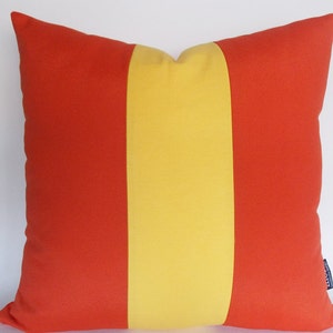 Orange Yellow Color Block Canvas Cotton Pillow, Decorative Throw Pillow Cover, 16,18,20,22,24 İnches image 2