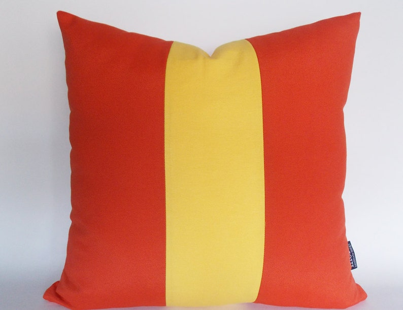 Orange Yellow Color Block Canvas Cotton Pillow, Decorative Throw Pillow Cover, 16,18,20,22,24 İnches image 2